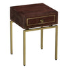 Bedside Table with 1 Drawer and Tubular Metal Legs Brown and Brass By The Urban Port UPT-231748