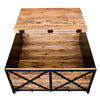 36 Inch Rustic Mango Wood Trunk Storage Coffee Table with Hinged Top Brown and Black By The Urban Port UPT-232505