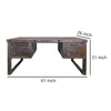 61 4-Drawer Wooden Home Office Desk with Sled Leg Support Distressed Brown By The Urban Port UPT-233116