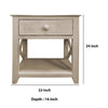 24 Inch Wooden 1 Drawer Side End Table with Cross Sides and Open Bottom Shelf White By The Urban Port UPT-233118