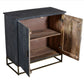 33.5 Inches Plank Design 2 Door Mango Wood Storage Cabinet With Metal Base Gray By The Urban Port UPT-237993