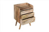 24 Inches 3 Drawer Mango Wood Bedside Table With Grains And Tray Top Oak Brown By The Urban Port UPT-237997