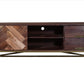 63 Inches 2 Drawer Mango Wood Tv Media Cabinet With Herringbone Inlaid Door Storage Brown By The Urban Port UPT-238002