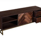 63 Inches 2 Drawer Mango Wood Tv Media Cabinet With Herringbone Inlaid Door Storage Brown By The Urban Port UPT-238002