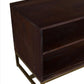 63 Inches 2 Drawer Mango Wood Tv Media Cabinet With Herringbone Inlaid Door Storage Brown By The Urban Port UPT-238002