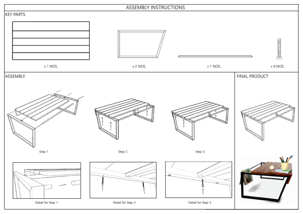 41.7 Inch Rectangular Coffee Table with Plank Style Top Metal Frame Brown and Black By The Urban Port UPT-238064