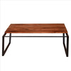 Rectangular Wooden Industrial Coffee Table with Metal Sled Base Brown and Black By The Urban Port UPT-238064