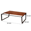 Rectangular Wooden Industrial Coffee Table with Metal Sled Base Brown and Black By The Urban Port UPT-238064