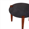 20 Inches Round Metal Top Side End Table with Tapered Legs Brown and Black By The Urban Port UPT-238065