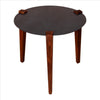 20 Inches Round Metal Top Side End Table with Tapered Legs Brown and Black By The Urban Port UPT-238065