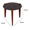 20 Inches Round Metal Top Side End Table with Tapered Legs Brown and Black By The Urban Port UPT-238065