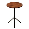 Round Solid Wood Industrial End Table with Sleek Metal Legs Brown and Black By The Urban Port UPT-238067