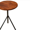 Round Solid Wood Industrial End Table with Sleek Metal Legs Brown and Black By The Urban Port UPT-238067