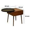 Single Drawer Industrial End Table with Conjoined Round Metal Tray Brown and Black By The Urban Port UPT-238071