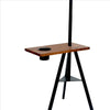 Standing Metal Coat Rack with Conjoined Mirror and Wooden Desk Brown and Black By The Urban Port UPT-238072