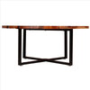 36 Inches Round Wooden Top Coffee Table with Metal Base Brown and Black By The Urban Port UPT-238077