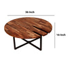 36 Inches Round Wooden Top Coffee Table with Metal Base Brown and Black By The Urban Port UPT-238077