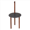 29 Inches Round Metal Top End Table with Inbuilt Wooden Pole Brown and Black By The Urban Port UPT-238079