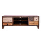 57 Inch 4 Drawer Media Console Cabinet with 1 Door and 2 Open Compartments Brown By The Urban Port UPT-238083