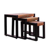 Rectangular Wooden Stacking Nesting Table with Metal Base Set of 3 Brown and Black By The Urban Port UPT-238090