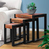 Rectangular Wooden Stacking Nesting Table with Metal Base, Set of 3, Brown and Black By The Urban Port