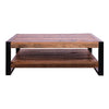 Rectangular Rustic Wooden Coffee Table with Planked Bottom Shelf Multicolor By The Urban Port UPT-238091