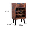 9 Bottle Storage Wine Rack Cabinet with 1 Drawer and Angled Metal Legs Brown By The Urban Port UPT-238092