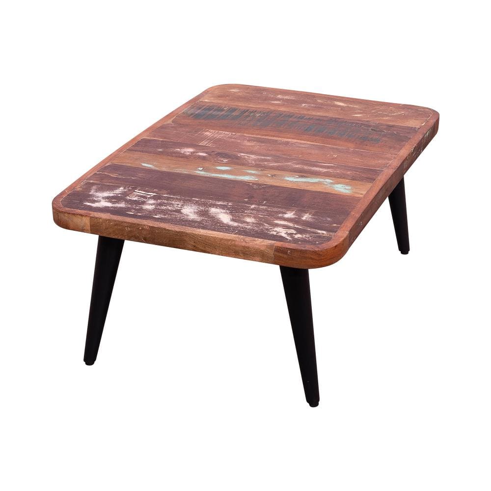 Dual Tone Rectangular Wooden Top Coffee Table with Angled Legs Brown and Black By The Urban Port UPT-238094