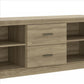 59 Inch Wooden TV Stand with 2 Drawers and 4 Open Compartments Oak Brown By The Urban Port UPT-238270