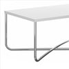 Coffee Table with Rectangular Top and X Base White and Chrome By The Urban Port UPT-238273