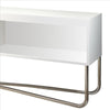 53 Inch TV Stand with 2 Open Compartments and Tubular Metal Frame White and Chrome By The Urban Port UPT-238274