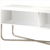 53 Inch TV Stand with 2 Open Compartments and Tubular Metal Frame White and Chrome By The Urban Port UPT-238274