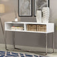 Wooden Console Table with 2 Open Compartments and Metal Frame White and Chrome By The Urban Port UPT-238280