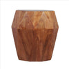 21.5 inch Faceted Handcrafted Mango Wood Side End Table with Octagonal Top Brown By The Urban Port UPT-238450