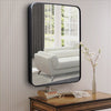 20 x 28 Inch Transitional Aluminum Frame Rectangular Wall Mirror with Arched Corners Black By The Urban Port UPT-238452