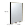 28 Inch Beveled Metal Frame Rectangular Wall Mirror Black Gold Accent By The Urban Port UPT-238453