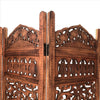 Traditionally Wooden Carved 4 Panel Room Divider Screen With Intricate Cutout Details Brown By The Urban Port UPT-238486