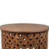 Farmhouse Round Coffee Table Set with Mango Wood Frame and Cut Out Design Set of 2 Brown By The Urban Port UPT-240457