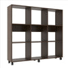 52.6 Inch Wooden Bookcase with 9 Open Compartments and Casters Walnut Brown By The Urban Port UPT-242343