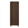 34 Inch 3 Tier Wooden Curio Cabinet with Grain Details Dark Brown By The Urban Port UPT-242346