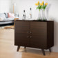 35 Inch Wooden Multipurpose Storage Cabinet with 4 Doors and Angled Legs Dark Brown By The Urban Port UPT-242347