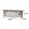 28 Inch Wooden Floating Wall Shelf with Engraved Floral Details Antique White By The Urban Port UPT-242448