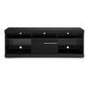 71 Inch Wooden TV Stand with Open Compartments and Sliding Door Black By The Urban Port UPT-242475