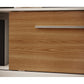 71 Inch TV Stand with Open Compartments and Sliding Door Off White and Oak By The Urban Port UPT-242477