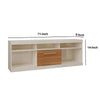 71 Inch TV Stand with Open Compartments and Sliding Door Off White and Oak By The Urban Port UPT-242477