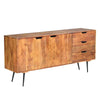 63 Inch Wooden 2 Door Sideboard with 3 Drawers and Cutout Pulls Brown By The Urban Port UPT-242819