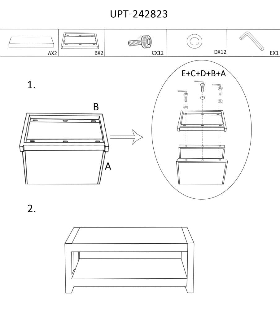 47 Inch Rectangular Industrial Coffee Table with Sled Design Metal Legs Washed White By The Urban Port UPT-242823