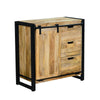 3 Drawer Wooden Sideboard with Barn Style Sliding Door Brown and Black By The Urban Port UPT-242824