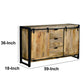 59 Inch 3 Drawer Wooden Sideboard with Barn Style 2 Sliding Doors Brown and Black By The Urban Port UPT-242825