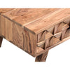 37 Inch Farmhouse Rectangle Coffee Table with 2 Drawers and Textured Front Oak Brown By The Urban Port UPT-242829